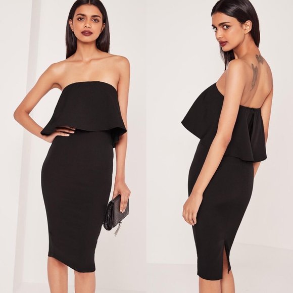 Missguided Dresses & Skirts - Missguided Frill Bandeau Midi Dress